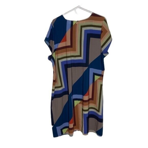 Eloquii A Line Colorful Geometric Allover Print Short Sleeve Long Dress Sz 22 - Picture 4 of 7